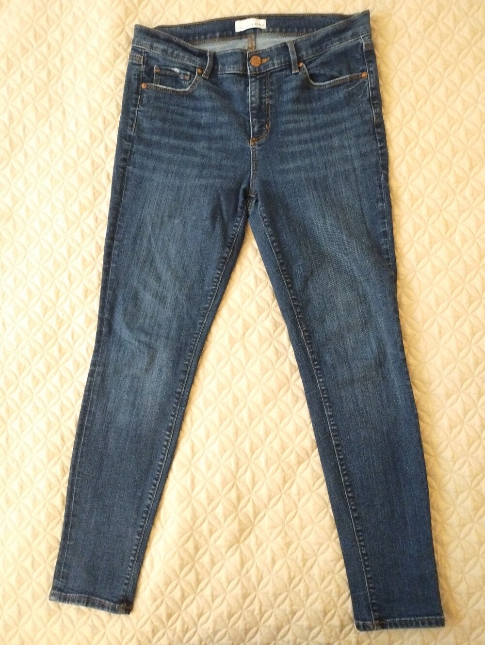 Loft Womens Mid Rise Skinny Crop Jeans Dark Wash Size 30/10 Stretch Denim